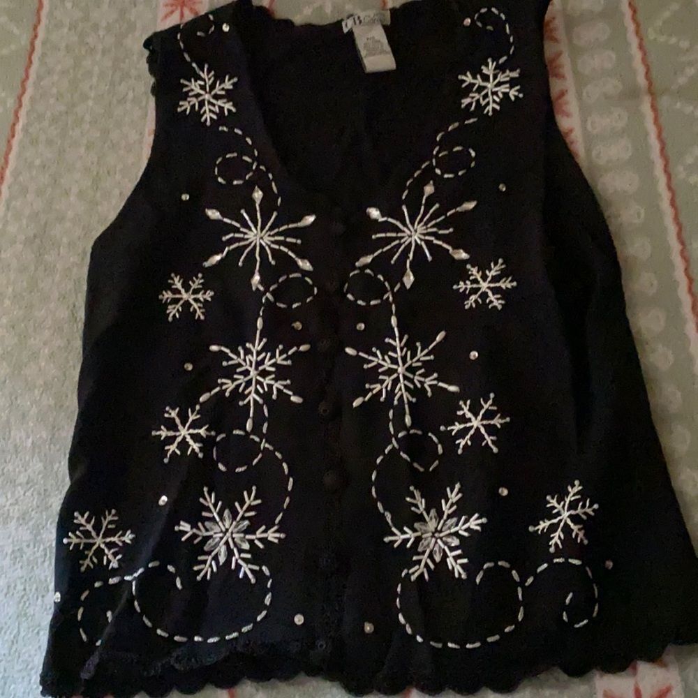 CB Career Black Bedazzled Vest sz. Petite small